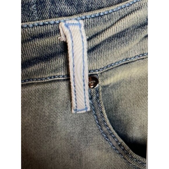 Pheelings Light Blue Distressed Cotton Blend Jeans With Embroidered Lettering - Picture 8 of 14